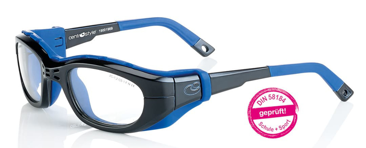 Bild von Sportschutzbrille mit abnehmbaren Bügeln und Kopfband, in 4 Farben, Gr. 49-21